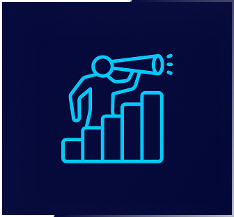 Person climbing graph with a megaphone.